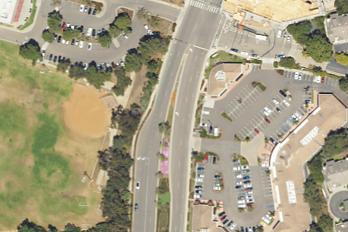 Aerial photo of Carmel Mountain Ranch/Sabre Springs Recreation Center from May 6, 2024, with a pin on the building.
